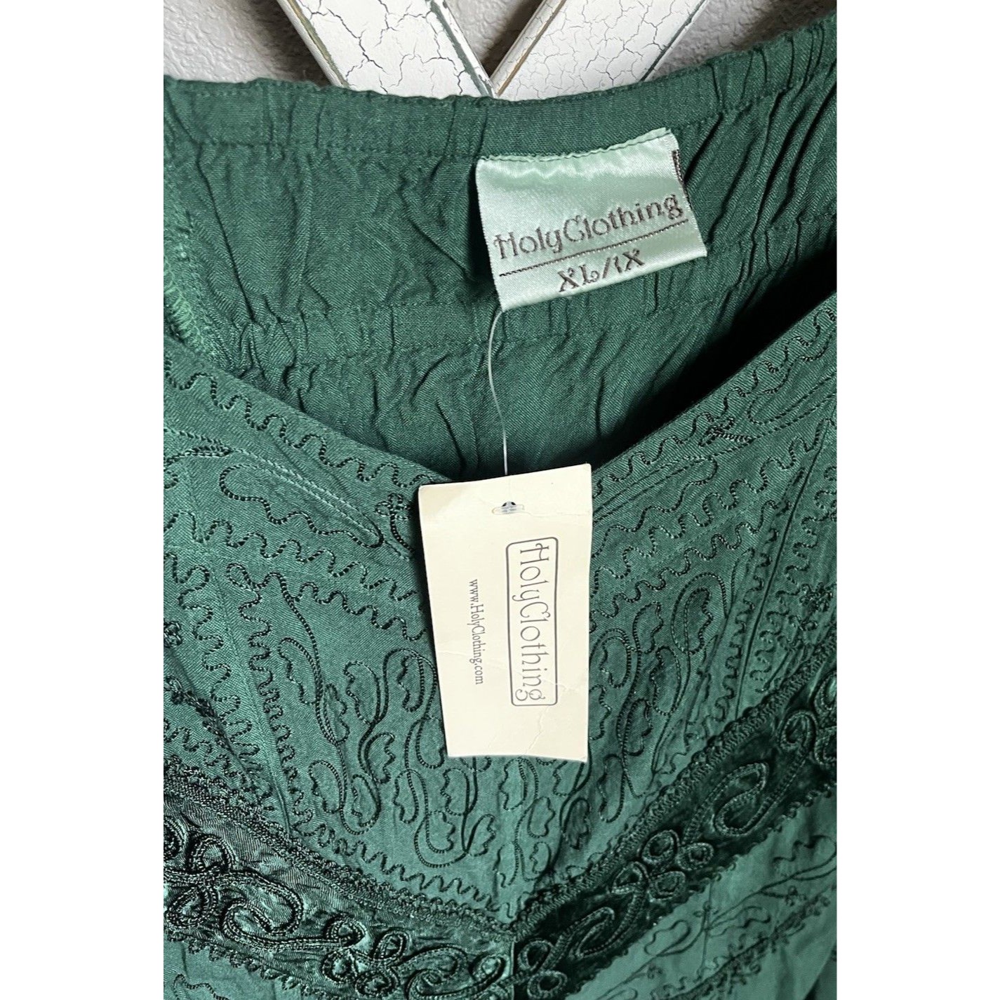 Nwt! Holy Clothing Women's Xl Boho Dyed Green Sleeveless Dress Handmade India — image 4 of 7